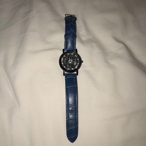 Antique blue leather band watch